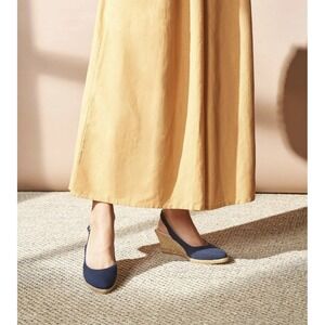 Viscata Espadrille Wedge Slingback Navy Blue Shoes Size 39 Made in‎ Spain